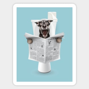 Funny Pet Dog Reading Newspaper Magnet